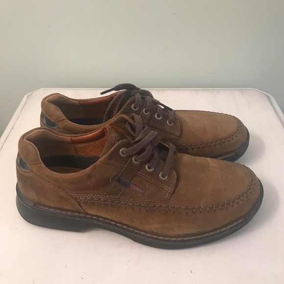 ECCO brown distressed  leather shoes main image 12